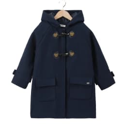 Fall Winter Girls Hooded Duffle Coat Toggle Button Wool Blend Windproof Warm Daily Outerwear School Kids Overcoat Casual Outfits