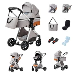 Lightweight & Compact 3-in-1 Travel System, One-Hand Easy Fold Baby Stroller, Breathable Material Oversized Canopy, Shock-Absorption Wheels, 2026 New