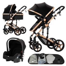 Compact Baby Stroller 3-in-1 Portable Newborns Baby Car with Car Seat High View Pram Travel System Buggy Foldable Baby Carriage