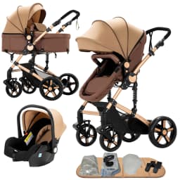 Compact Baby Stroller 3-in-1 Portable Newborns Baby Car with Car Seat High View Pram Travel System Buggy Foldable Baby Carriage