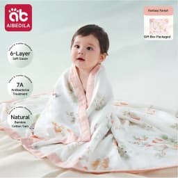 AIBEDILA Bamboo Cotton Baby Swaddle Blanket Thin Summer Gauze Bath Towel Lightweight Newborn Cover Blanket for Kids