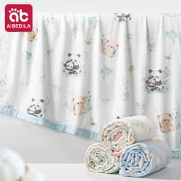 AIBEDILA Bamboo Cotton Baby Swaddle Blanket Thin Summer Gauze Bath Towel Lightweight Newborn Cover Blanket for Kids