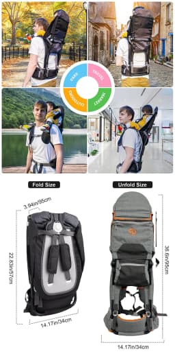 Shoulder Carrier Baby with Metal Internal with Raincover for Baby Backpack Carrier Hiking 6Month - 5Year Ergonomic Baby Carrier