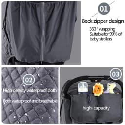 Wind Shield Rain Cover Universal 2 in1 Rain Coat for Baby Stroller Waterproof Winter Warm Cotton Hood Stroller Accessories