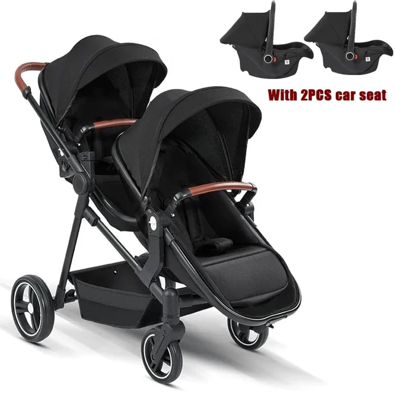 EU STOCK Twin Stroller with Car Seats. Can Be Taken on Board An Airplane. , Can Be Disassembled Into A Lightweight Baby Stroller