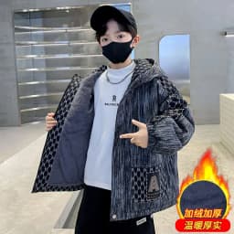 Winter Teenager Boy Thicken Jacket Coat Kids Coats Big Boy Patchwork Clothes Outerwear Fleece Boys Coats Kids Boys Cotton Parkas