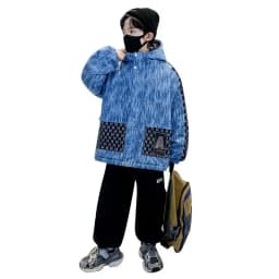 Winter Teenager Boy Thicken Jacket Coat Kids Coats Big Boy Patchwork Clothes Outerwear Fleece Boys Coats Kids Boys Cotton Parkas