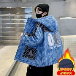 Winter Teenager Boy Thicken Jacket Coat Kids Coats Big Boy Patchwork Clothes Outerwear Fleece Boys Coats Kids Boys Cotton Parkas