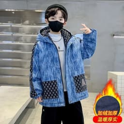 Winter Teenager Boy Thicken Jacket Coat Kids Coats Big Boy Patchwork Clothes Outerwear Fleece Boys Coats Kids Boys Cotton Parkas