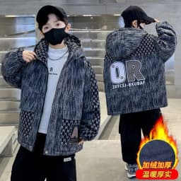 Winter Teenager Boy Thicken Jacket Coat Kids Coats Big Boy Patchwork Clothes Outerwear Fleece Boys Coats Kids Boys Cotton Parkas
