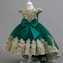 Girls Big Bow Tail Princess Dress Fashion Embroidery Baby Birthday Dress Wedding Flower Girl Dress Elegant Stage Show Host Dress