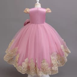 Girls Big Bow Tail Princess Dress Fashion Embroidery Baby Birthday Dress Wedding Flower Girl Dress Elegant Stage Show Host Dress