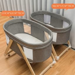 Movable Solid Wood Baby Crib  Portable Newborn Home Baby Cradle Bed Foldable Twin Rocking Bed Baby Soothing Rocking Bed
