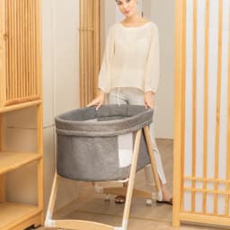 Movable Solid Wood Baby Crib  Portable Newborn Home Baby Cradle Bed Foldable Twin Rocking Bed Baby Soothing Rocking Bed