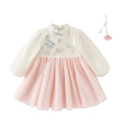 Dave Bella Children Mesh Dress Girls Clothes Spring Autumn Baby Charm Hanfu Dresses Chinese Style Sweet Elegant Party DB1261014