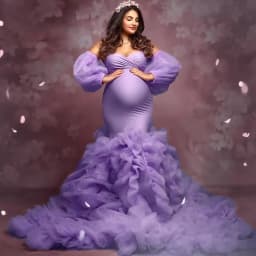 Pregnancy Mermaid Gown - Flared Hem Stretch Tulle Dress With Waist Definition - Maternity Photography Dresses Vestido Maternidad