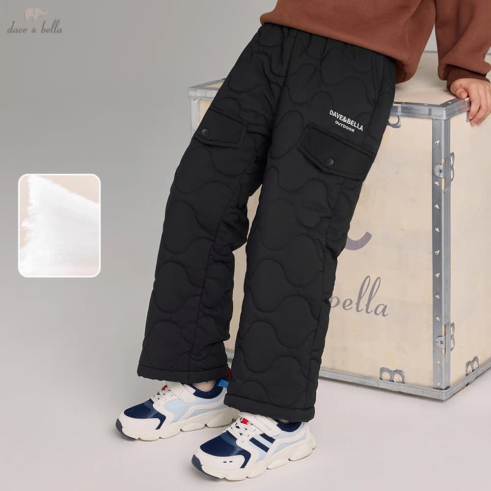 Dave Bella Children Wide Leg Cotton-pad Pants Winter Thicken Boys Straight Pants Casual Warm Waterproof Trousers DK4254292