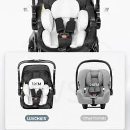 LUVCHAIN Baby Safety Stroller, Child Safety Seat, Newborn Baby Sleeping Basket Can Be Pushed in Both Directions Easy to Operate
