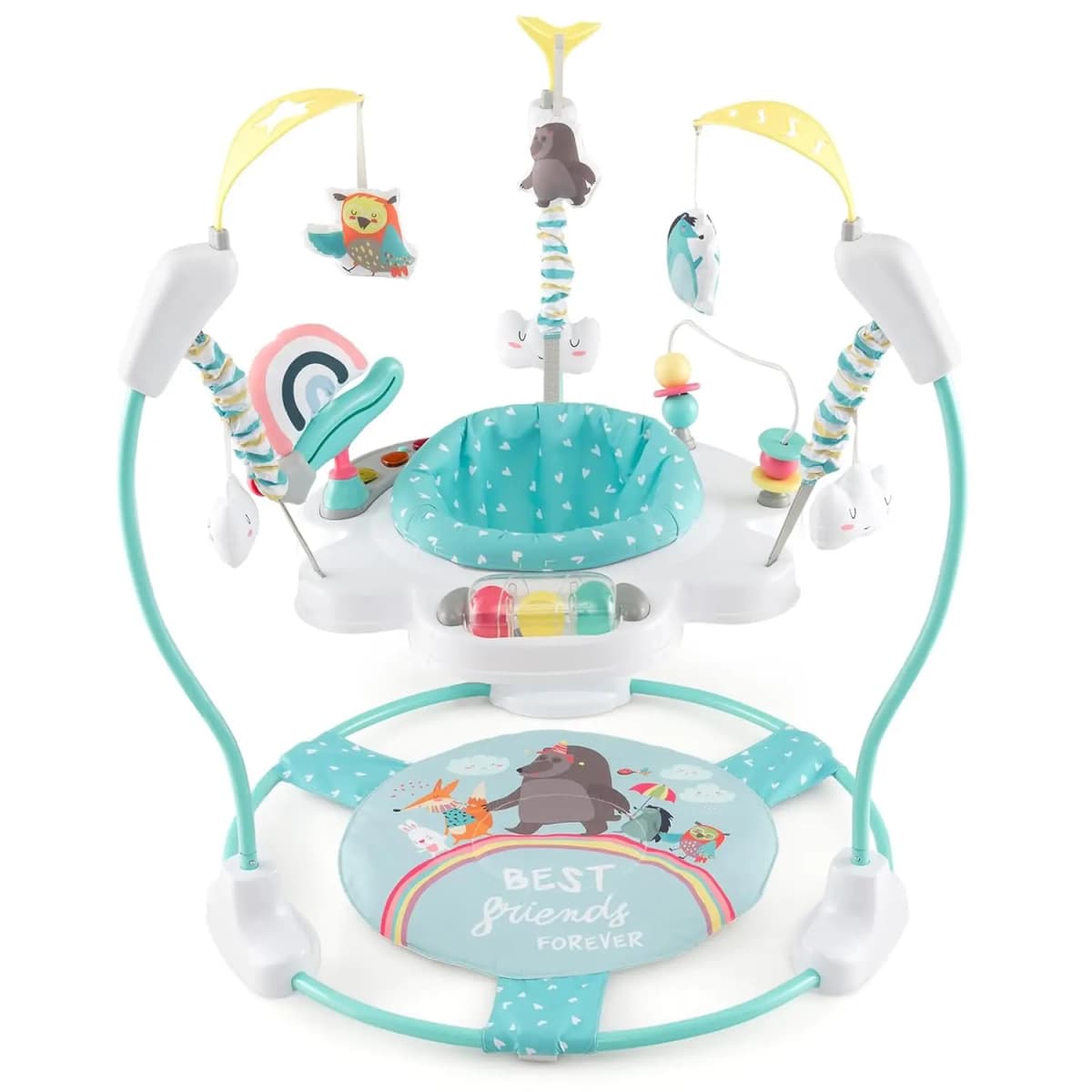 Baby Sky Jumperoo Baby Walker with Adjustable Heights, Toys & Music Box, Bouncy Chair with 360° Rotating Seat