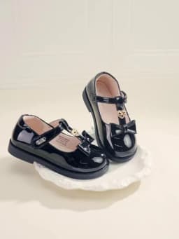Dave Bella Girls' Leather Shoes Black Autumn New Collection Children's Princess Shoes Soft Academy Style Party DB3252588