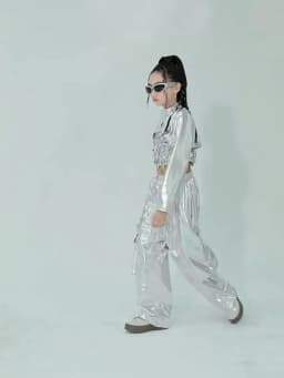 Hip Hop Clothes For Girls Silver Suit Sequin Crop Tops Pants Jazz Dance Performance Costume Stage Competition Clothing