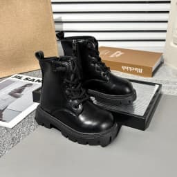 Kids Fashion Causal Boots 2025 New Autumn Boots for Girls Black Beige School Versatile Children Platform Leather Boots Simple