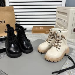 Kids Fashion Causal Boots 2025 New Autumn Boots for Girls Black Beige School Versatile Children Platform Leather Boots Simple