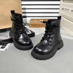 Kids Fashion Causal Boots 2025 New Autumn Boots for Girls Black Beige School Versatile Children Platform Leather Boots Simple
