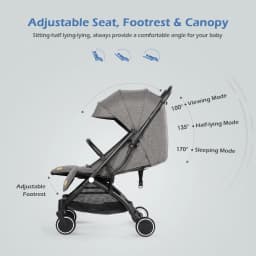 Baby Stroller Pushchair, One-Hand Foldable Compact Travel Stroller Buggy with Rain Cover&Mosquito Net, Lightweight Baby Pram
