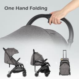 Baby Stroller Pushchair, One-Hand Foldable Compact Travel Stroller Buggy with Rain Cover&Mosquito Net, Lightweight Baby Pram