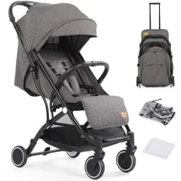 Baby Stroller Pushchair, One-Hand Foldable Compact Travel Stroller Buggy with Rain Cover&Mosquito Net, Lightweight Baby Pram