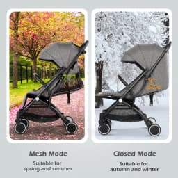 Baby Stroller Pushchair, One-Hand Foldable Compact Travel Stroller Buggy with Rain Cover&Mosquito Net, Lightweight Baby Pram