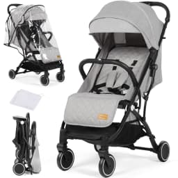 Baby Stroller Pushchair, One-Hand Foldable Compact Travel Stroller Buggy with Rain Cover&Mosquito Net, Lightweight Baby Pram