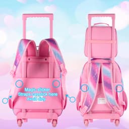 Rolling Backpack for Girls, Cute Dog Roller Wheels Kids Bookbag - Wheeled Elementary School Bag - 3PCS Dog