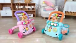 Baby Push Walker with Music Activity Center Multifunction Cartoon Learning Toddler Walker Toys for 18M+ Boys Girls