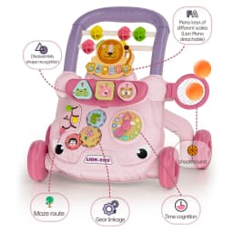 Baby Push Walker with Music Activity Center Multifunction Cartoon Learning Toddler Walker Toys for 18M+ Boys Girls