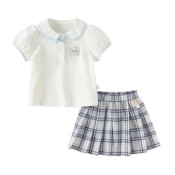 Dave Bella Girls Polo T-shirt Skirt Sets 1-7 Years 2PCS Short Sleeve Top Pleat Skirt Suits Summer Outdoor Clothes Set DB2262214