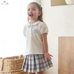 Dave Bella Girls Polo T-shirt Skirt Sets 1-7 Years 2PCS Short Sleeve Top Pleat Skirt Suits Summer Outdoor Clothes Set DB2262214