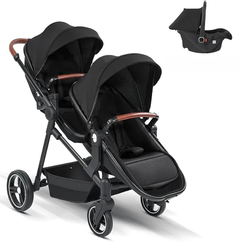 Twin Stroller 3in1 with Car Seats. Can Be Taken on Board An Airplane. Can Be Disassembled Into A Lightweight Baby Stroller