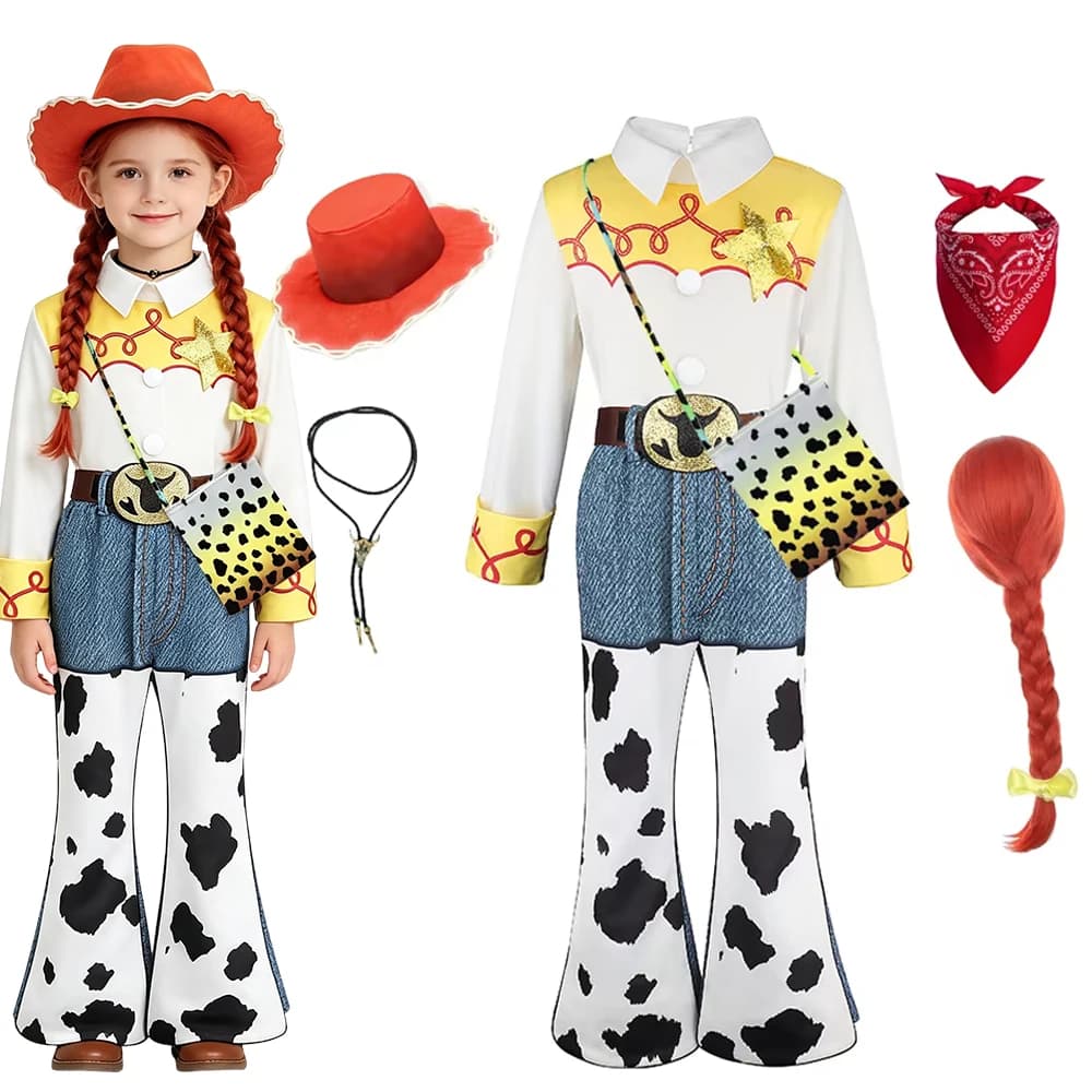 Cowgirls Costume for Halloween Girl Cartoon Cosplay Top Pants Belt Set Carnival Stage Performance Fancy Clothes