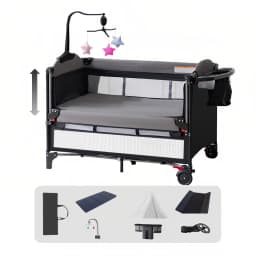 Portable Baby Bed Baby Crib Foldable Baby Crib Newborn Baby Crib Height-Adjustable Baby Crib Multifunctional Baby Crib Baby Crib with Safety Rails Bedside Sleeper Baby Crib Anti-Tip Baby Crib Home-Use Baby Crib Breathable Mattress 0-3 Years Old Infant