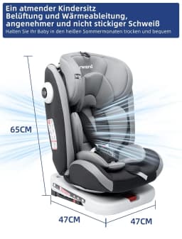 AP03 KL005 ECE R129 Baby Car Seat 360° Rotatable with Isofix ECE R129, Group 0+1/2/3 (9-36 Kg/0-12 Years), 5-Point Safety Belt