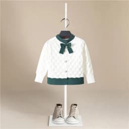 Autumn Knitted Kids Cardigan Sweater Coat Teenagers Clothing England Style Cardigans Bow Cotton Sweaters for Girls