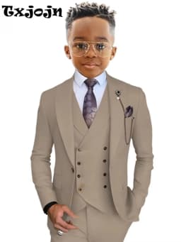 Txjojn Stylish Kids Suit Set 3 Pieces Wedding Ring Bearer Outfit High Quality Boys Slim Fit Suits Birthday Party Wear Plus Size