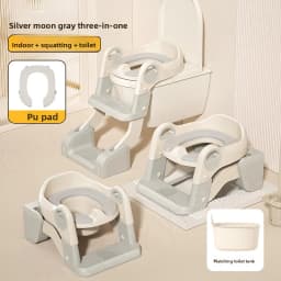3-in-1 Foldable Potty Training Seat with Step Ladder | Adjustable Toddler Toilet Trainer for Kids, Anti-Slip & Easy to Store