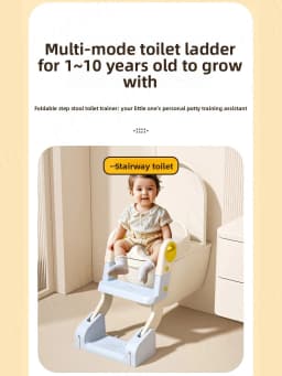 3-in-1 Foldable Potty Training Seat with Step Ladder | Adjustable Toddler Toilet Trainer for Kids, Anti-Slip & Easy to Store