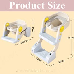 3-in-1 Foldable Potty Training Seat with Step Ladder | Adjustable Toddler Toilet Trainer for Kids, Anti-Slip & Easy to Store