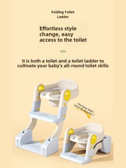 3-in-1 Foldable Potty Training Seat with Step Ladder | Adjustable Toddler Toilet Trainer for Kids, Anti-Slip & Easy to Store