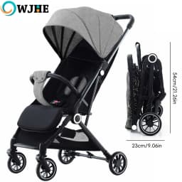 OWJHE Portable aby Carriage,Bi-directional ultra lightweight foldable high landscape four wheel shock absorber baby stroller,baby cart