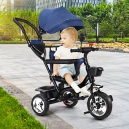 Children's Tricycle with Reversible Seat, Kids' Bike Tricycle with Storage Space, Sunshade, Push Tricycle for Girls and Boys